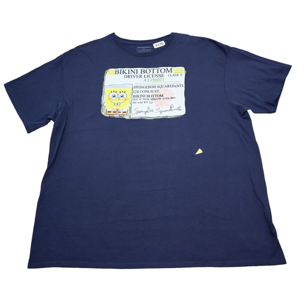 SpongeBob SquarePants Shirt Mens XL Extra Blue Graphic Cartoon Camp Tee Hike